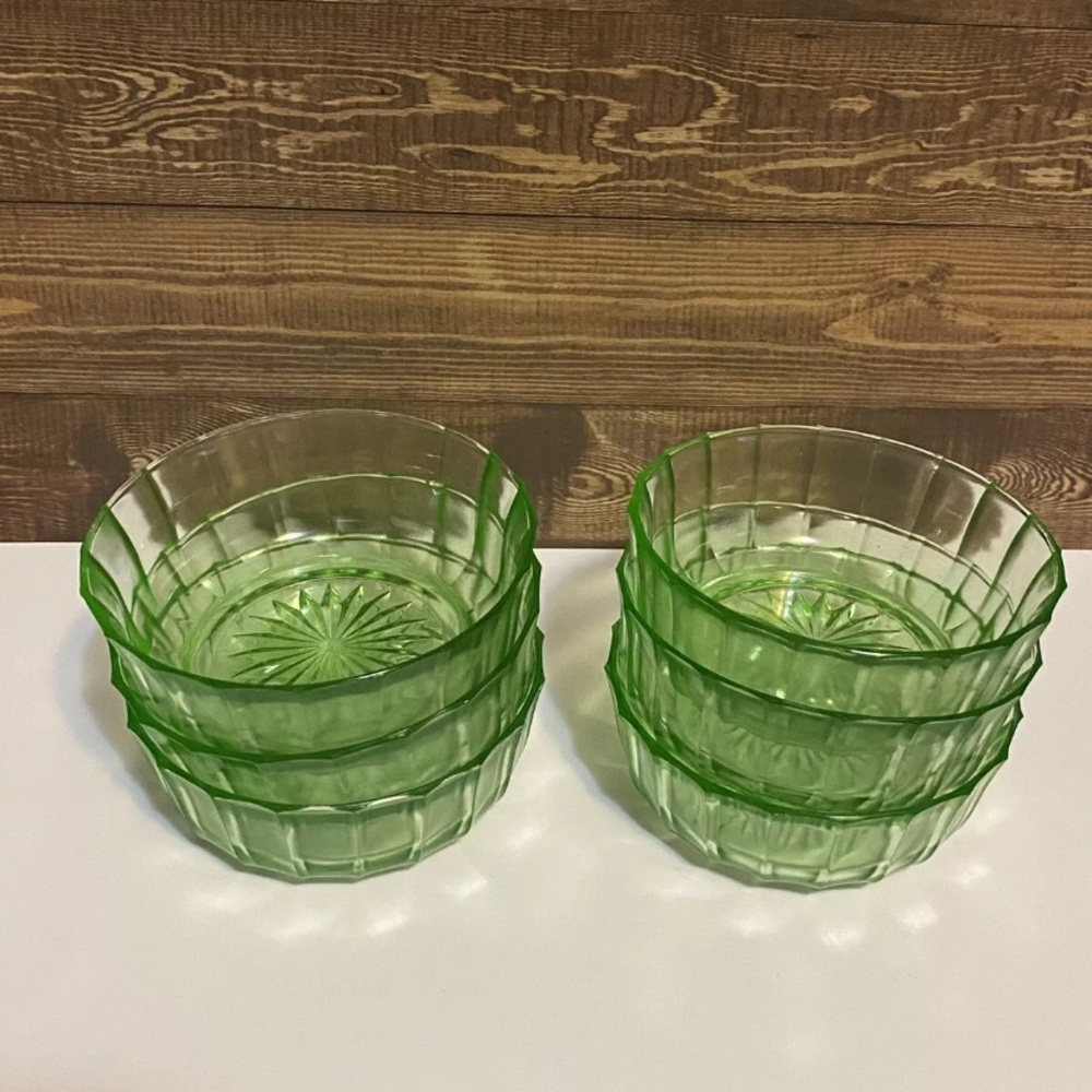 Green Glass Dessert Cups